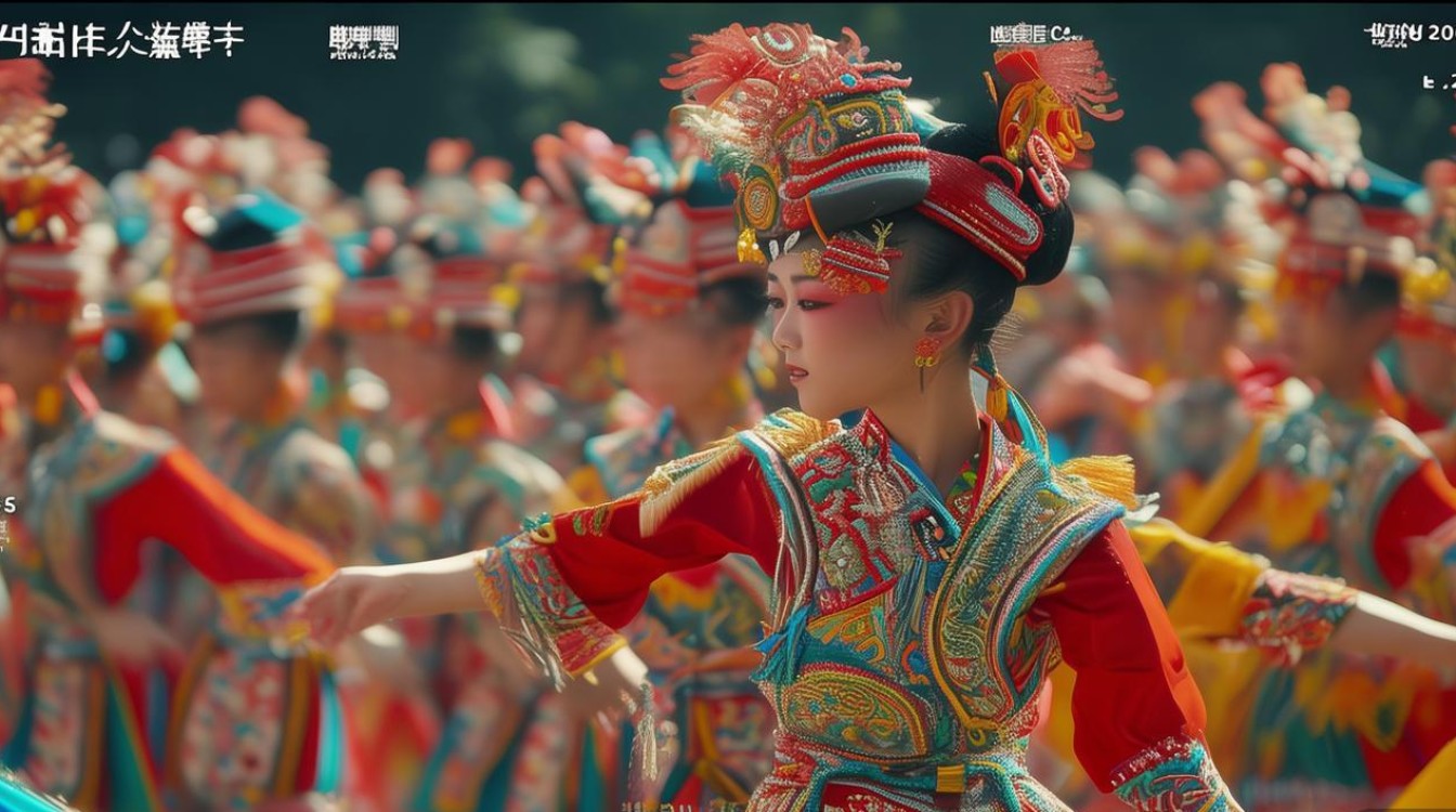 闹秧歌舞蹈视频中，传统民俗的热闹氛围是如何被生动展现的？